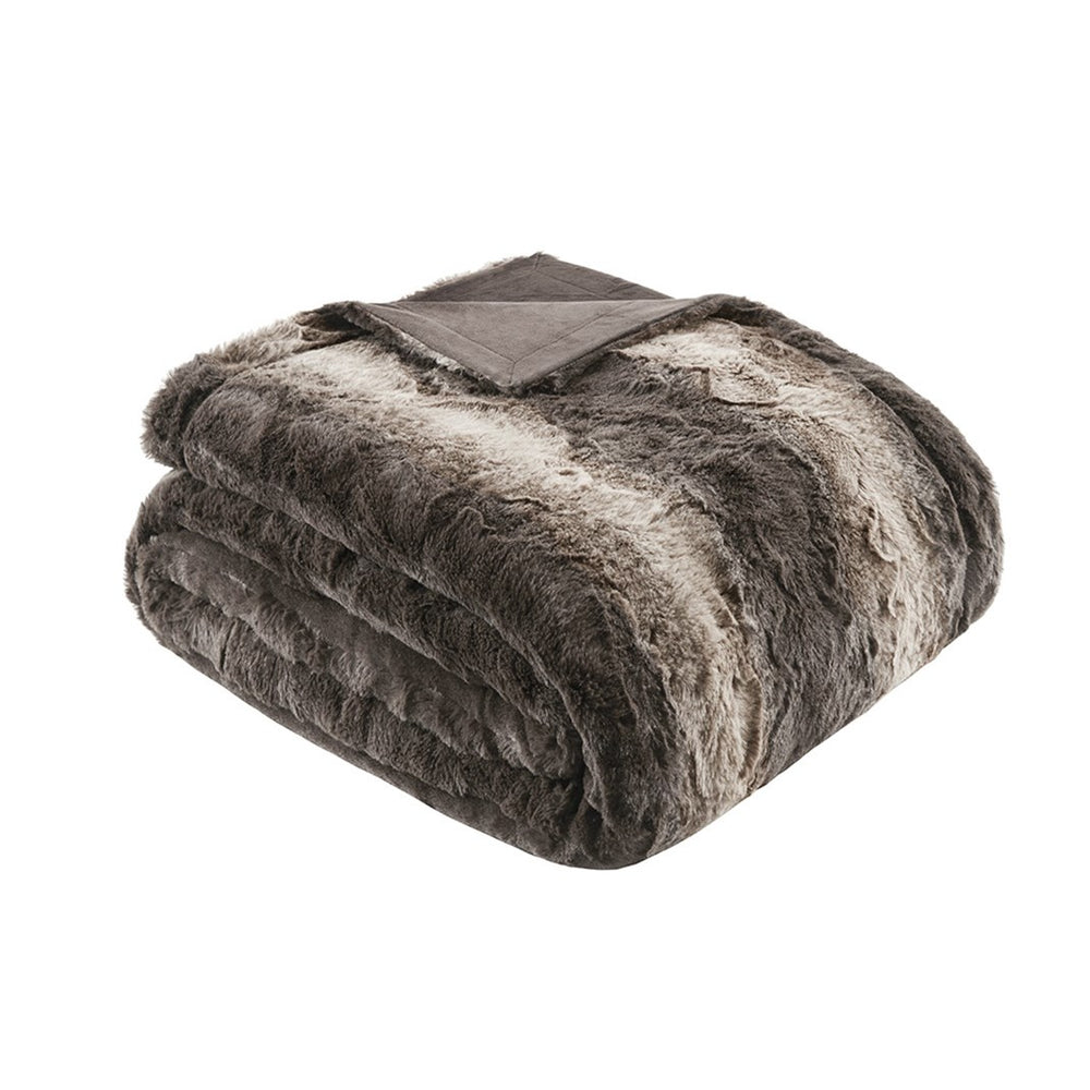 JLA Home Madison Park - Oversized Faux Fur Throw with Plush Reversible Faux Mink, OEKO-TEX Certified Luxury Accent Piece Brown MP50-1912