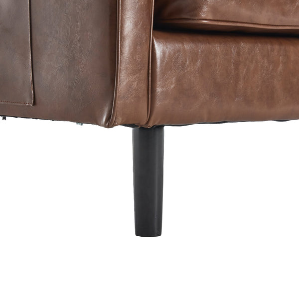 English Elm Loveseat Mid Century Modern Two-Seater Sofa with USB Type-C Charging, Removable Zipper Covers, Durable Wood Legs Brown PU W395P238821