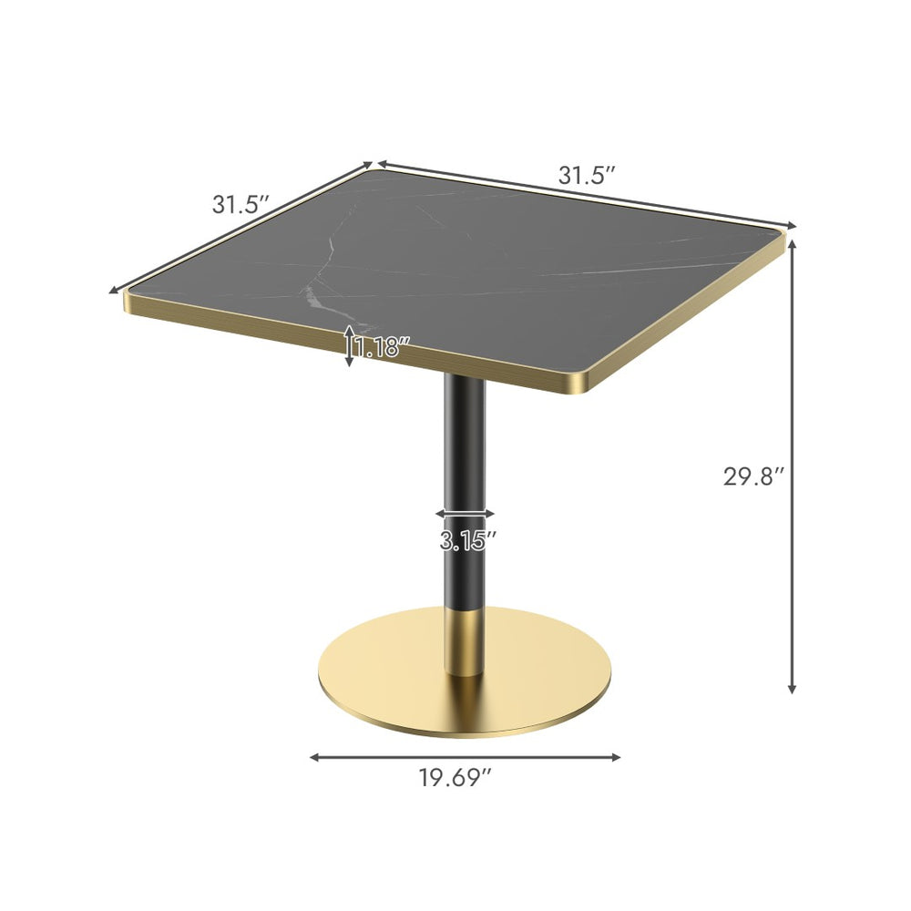English Elm Square Bistro Dining Table Faux Marble Top Tulip Pedestal Base for Small Spaces W3316P421505