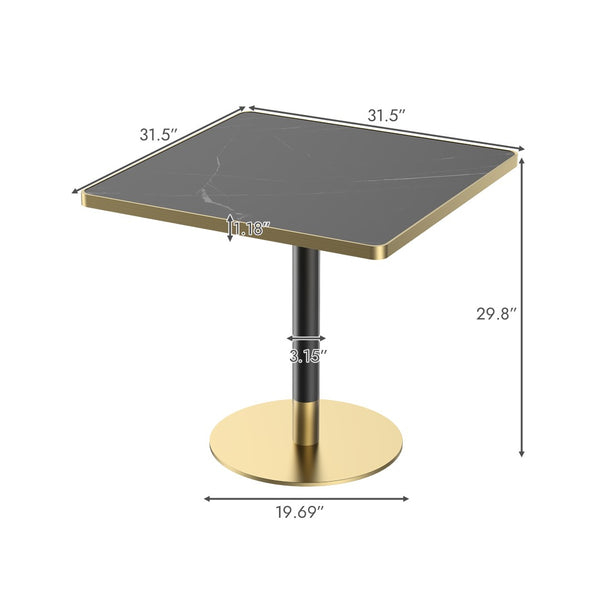 English Elm Square Bistro Dining Table Faux Marble Top Tulip Pedestal Base for Small Spaces W3316P421505