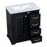 English Elm 30" Bathroom Vanity With Sink, One Package, Black Bathroom Cabinet With Drawers, Solid Frame and Mdf Board