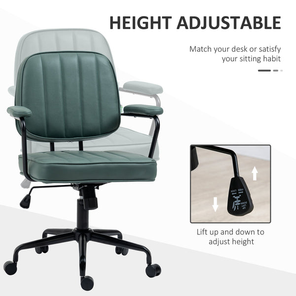 English Elm Vinsetto Ergonomic Home Office Chair Green - Adjustable Height Tilt, Microfiber Comfort, 264 lb Capacity W2225P173828