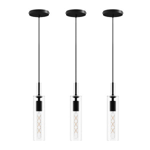 English Elm 3 Pack Industrial Pendant Lights Clear Glass Matte Black for Kitchen Island Dining W1340P309767