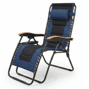 English Elm Oversized Zero Gravity Patio Recliner Breathable Mesh Seat Wood Arms 400 Lb Capacity W5159P431467