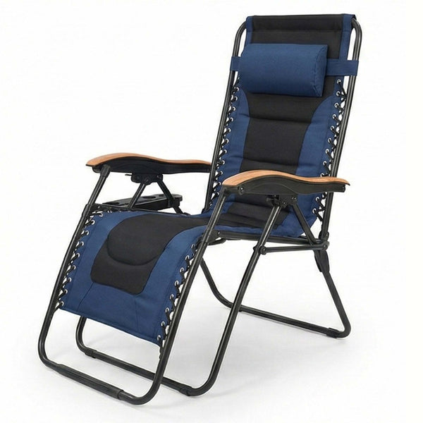 English Elm Oversized Zero Gravity Patio Recliner Breathable Mesh Seat Wood Arms 400 Lb Capacity W5159P431467