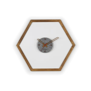 English Elm Tuva Hexagonal Wall Clock with Solid Wooden Frame — Minimalist Modern Design, Easy-to-Read Face Brown B029P331484