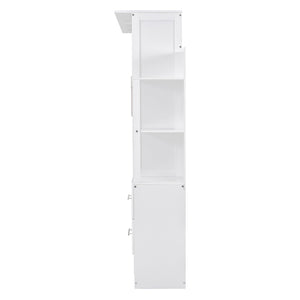 English Elm Full Size Murphy Wall Bed with Led Lighting Shelves Drawers and Fold Down Storage LP100565AAK