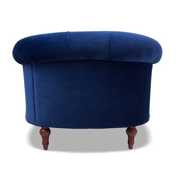 English Elm Jennifer Taylor Home - La La Rosa Victorian Tufted Upholstered Accent Chair in Luxe Velvet with Nailhead Trim and Support Navy Blue B2719P238179