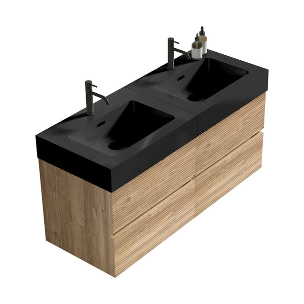English Elm Grace 48'' Floating Bathroom Vanity With Matte Black Sink & Soft-Close Drawers For Modern Elegance W1865S00167