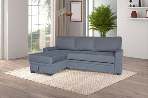 English Elm Nicolo Flannel Upholstered Sleeper Sectional with Storage Chaise for Living Rooms Gray B2749S00239