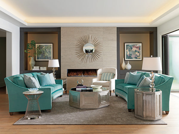 Lexington Martini Luxe Accent Table With Polished Silver Marble Top And Platinum-finished Stainless Base Platinum  732-950c