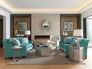 Lexington Rochelle Octagonal Cocktail Table: Luxurious Silver Leaf Finish With Beveled Mirror Top For Elegance Silver Leaf  733-947