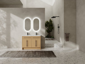 English Elm 48" Freestanding Bathroom Vanity with Resin Sink and Spacious Cabinet, Soft-Close Doors, Durable Finish Oak W1972S00025