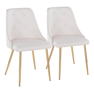 English Elm Marche Modern Dining Chairs Set Of 2 - Gold Metal Legs & White Faux Leather, Stylish Comfort Upgrade B202S01259