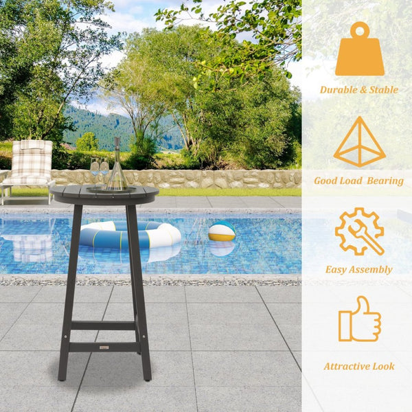 English Elm Patio Square Bar Table Weather Resistant Hips Wood Grain Finish for Deck or Pool T3609P482829