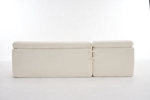 English Elm LY-022 Antique White Convertible Chaise Sectional Sofa — Chesterfield-Inspired L-Shape, No-Assembly, 30D High-Density Comfort W2231S00024