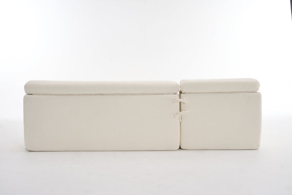 English Elm LY-022 Antique White Convertible Chaise Sectional Sofa — Chesterfield-Inspired L-Shape, No-Assembly, 30D High-Density Comfort W2231S00024