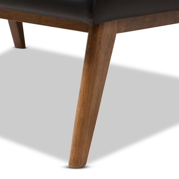 Baxton Studio Baxton Studio Annetha Lounge Chair - Mid-Century Modern Black Faux Leather with Walnut Legs BBT5272-Pine Black-CC