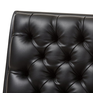 Baxton Studio Baxton Studio Annetha Mid-Century Modern Chair & Ottoman Set - Luxurious Black Faux Leather Comfort BBT5272-Pine Black Set