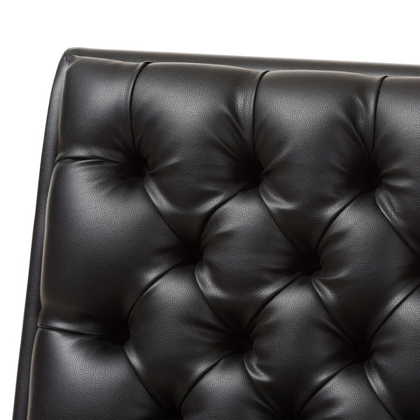 Baxton Studio Baxton Studio Annetha Mid-Century Modern Chair & Ottoman Set - Luxurious Black Faux Leather Comfort BBT5272-Pine Black Set