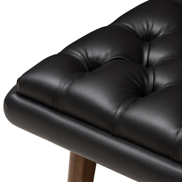 Baxton Studio Baxton Studio Annetha Mid-Century Modern Chair & Ottoman Set - Luxurious Black Faux Leather Comfort BBT5272-Pine Black Set