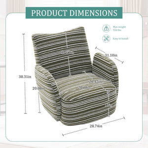 English Elm Modern Boucle 360° Swivel Leisure Chair with High‑Resilience Sponge, Supportive Curve, 550lb Capacity Olive Green W395P355490