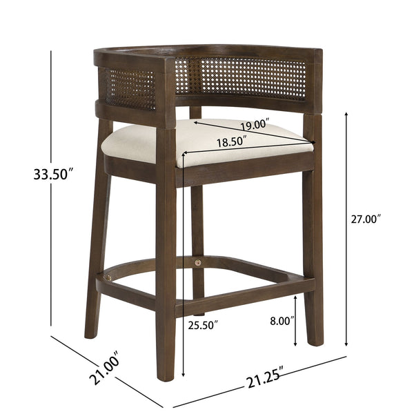 English Elm Christopher Knight Home® - Wood Upholstered Arm Counter Stools Set Of 2 - Beige & Walnut - Stylish Comfort For Your Kitchen N771P265580T