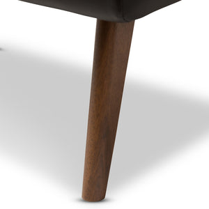 Baxton Studio Baxton Studio Annetha Modern Black Faux Leather Ottoman with Walnut Legs for Stylish Comfort & Durability BBT5273-Pine Black-Stool