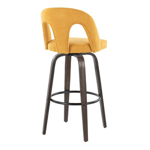 English Elm Fixed-height Swivel Barstools Bentwood Walnut Legs Round Footrest Kitchen Island Set B202S01876