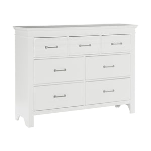 English Elm 7 Drawer White Dresser Blaire Farm Transitional Wooden Bedroom Storage Chest 55x16x41.5" B011P220619