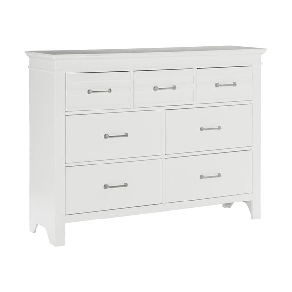 English Elm 7 Drawer White Dresser Blaire Farm Transitional Wooden Bedroom Storage Chest 55x16x41.5" B011P220619