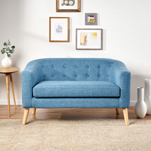 Christopher Knight Home® - Noble House - Bridie Muted Blue Fabric Mid Century Modern Loveseat