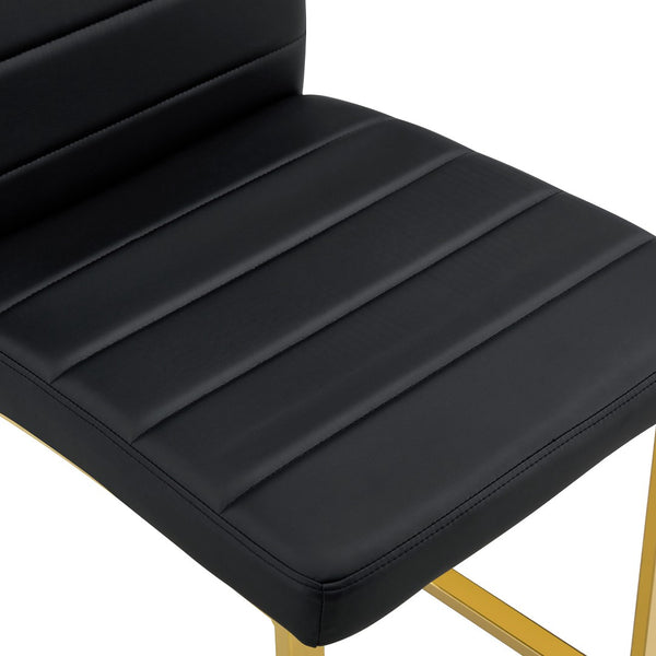 English Elm 2-pack Pu Leather Dining Chairs with Iron Legs and Foam Cushion for Home or Office Black+Gold W2920P294519