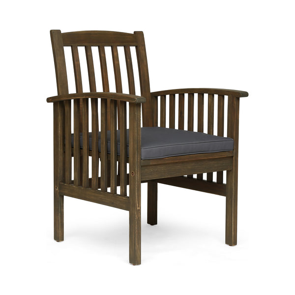 English Elm Christopher Knight Home® - CASA Acacia Dining Chair Set with Water-Resistant Cushions, Durable Solid Wood Patio Seating, Stylish Slat Design DARK GREY 61720.00GGRY