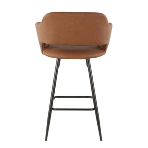 English Elm Margarite Modern Counter Stools Set Of 2 In Black Metal & Brown Faux Leather For Stylish Comfort B202P222354