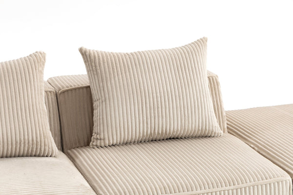 English Elm Modular Corduroy Sectional with Deep Foam Seating Low Profile Living Room Couch W3326S00016