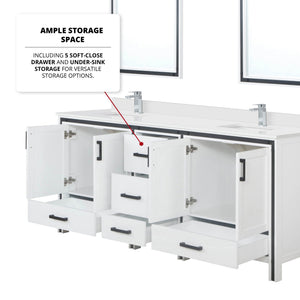 English Elm White Double Bath Vanity 80" W x 22" D with Cultured Marble Scratch‑Resistant Top, Faucet & Mirrors B2731S01144