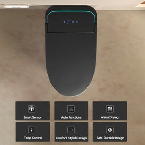 English Elm Unique Intelligent One Piece Toilet with Bidet Warm Air Dryer and Auto Sensor Seat Black W3133P476381