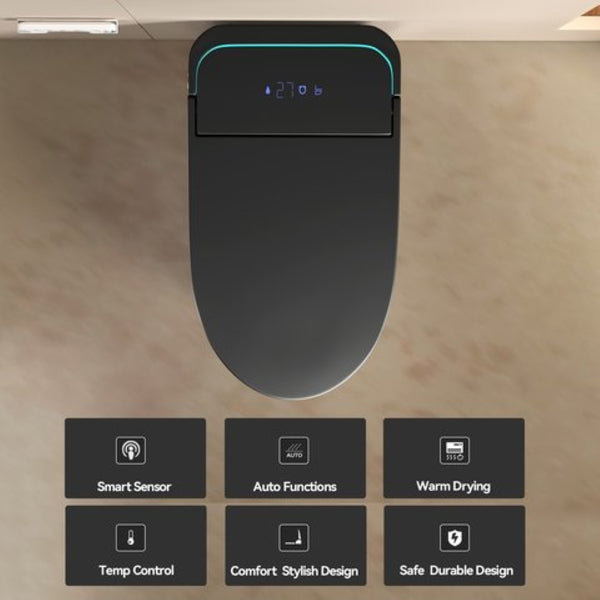 English Elm Unique Intelligent One Piece Toilet with Bidet Warm Air Dryer and Auto Sensor Seat Black W3133P476381
