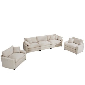 English Elm Luxurious 3-Piece Sofa Set In Light Beige Corduroy – Ergonomic Comfort & Retro Elegance For Any Space W714S00766