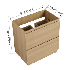 English Elm 30" Modern Bathroom Vanity without Sink – 30" Freestanding Engineered Wood Cabinet with Dual Drawers, Waterproof Finish, Easy Assembly Oak W1972P188250
