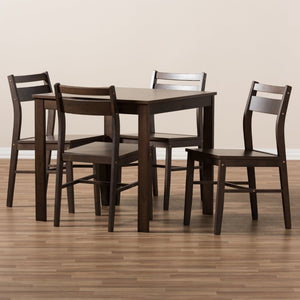 Baxton Studio Baxton Lovy Modern 5-Piece Walnut Dining Set for Small Spaces, Ideal for Apartments & Breakfast Nooks Lovy Dining Set