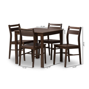 Baxton Studio Baxton Lovy Modern 5-Piece Walnut Dining Set for Small Spaces, Ideal for Apartments & Breakfast Nooks Lovy Dining Set