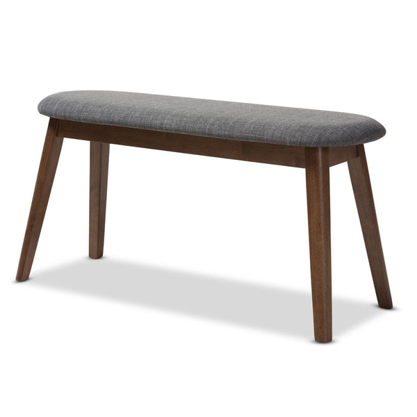 Baxton Studio Baxton Studio Easton Mid-Century Modern Upholstered Walnut Bench for Stylish Versatility & Comfort Dark Easton Bench-Dark Grey