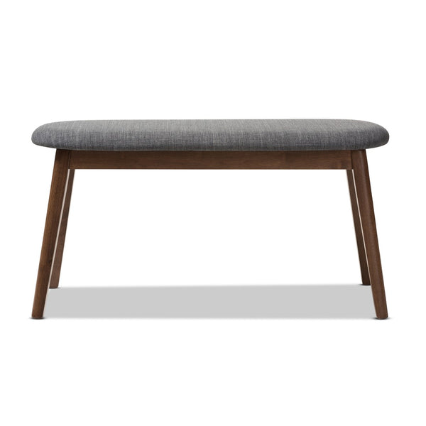 Baxton Studio Baxton Studio Easton Mid-Century Modern Upholstered Walnut Bench for Stylish Versatility & Comfort Dark Easton Bench-Dark Grey
