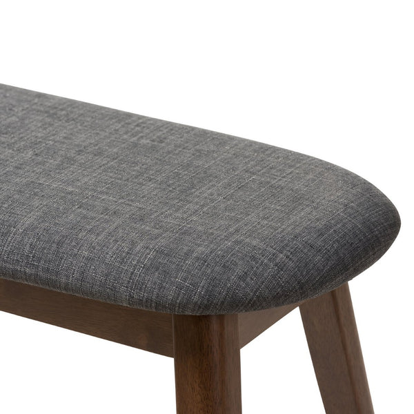 Baxton Studio Baxton Studio Easton Mid-Century Modern Upholstered Walnut Bench for Stylish Versatility & Comfort Dark Easton Bench-Dark Grey