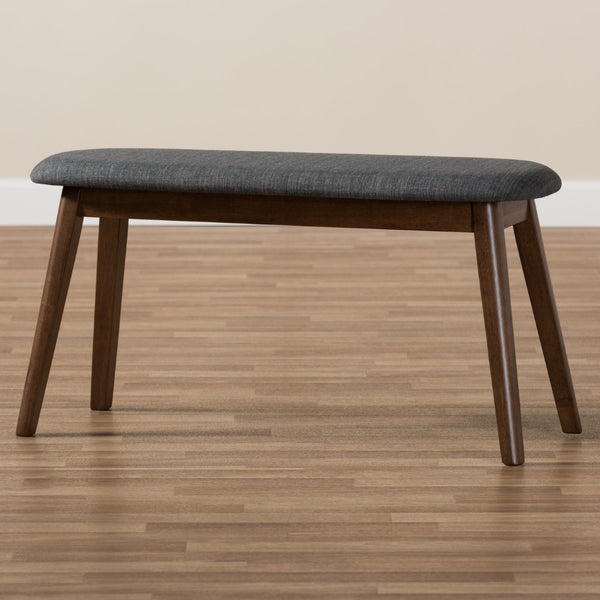 Baxton Studio Baxton Studio Easton Mid-Century Modern Upholstered Walnut Bench for Stylish Versatility & Comfort Dark Easton Bench-Dark Grey