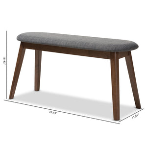 Baxton Studio Baxton Studio Easton Mid-Century Modern Upholstered Walnut Bench for Stylish Versatility & Comfort Dark Easton Bench-Dark Grey