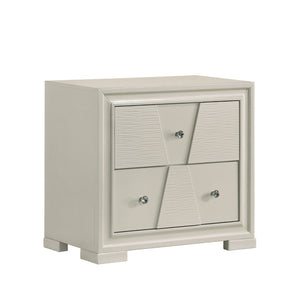 English Elm Textured Geometric Nightstand Solid Rubberwood White Lacquer Dovetail Drawer Bedroom B2741P433337