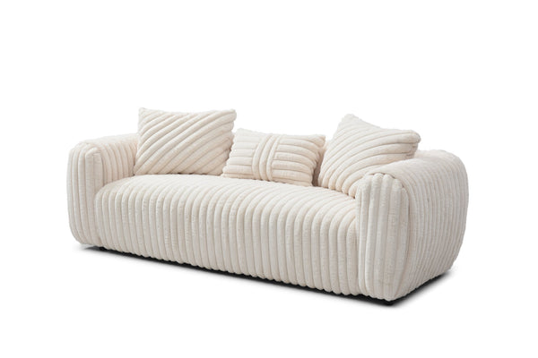 English Elm Cancun White Bouclé Sofa G00932A-S — Compact Upholstered Comfort, Durable Frame, Plush Back Pillow B078S00628
